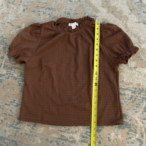 Monteau Los Angeles cropped blouse brown size M - Picture 8 of 8